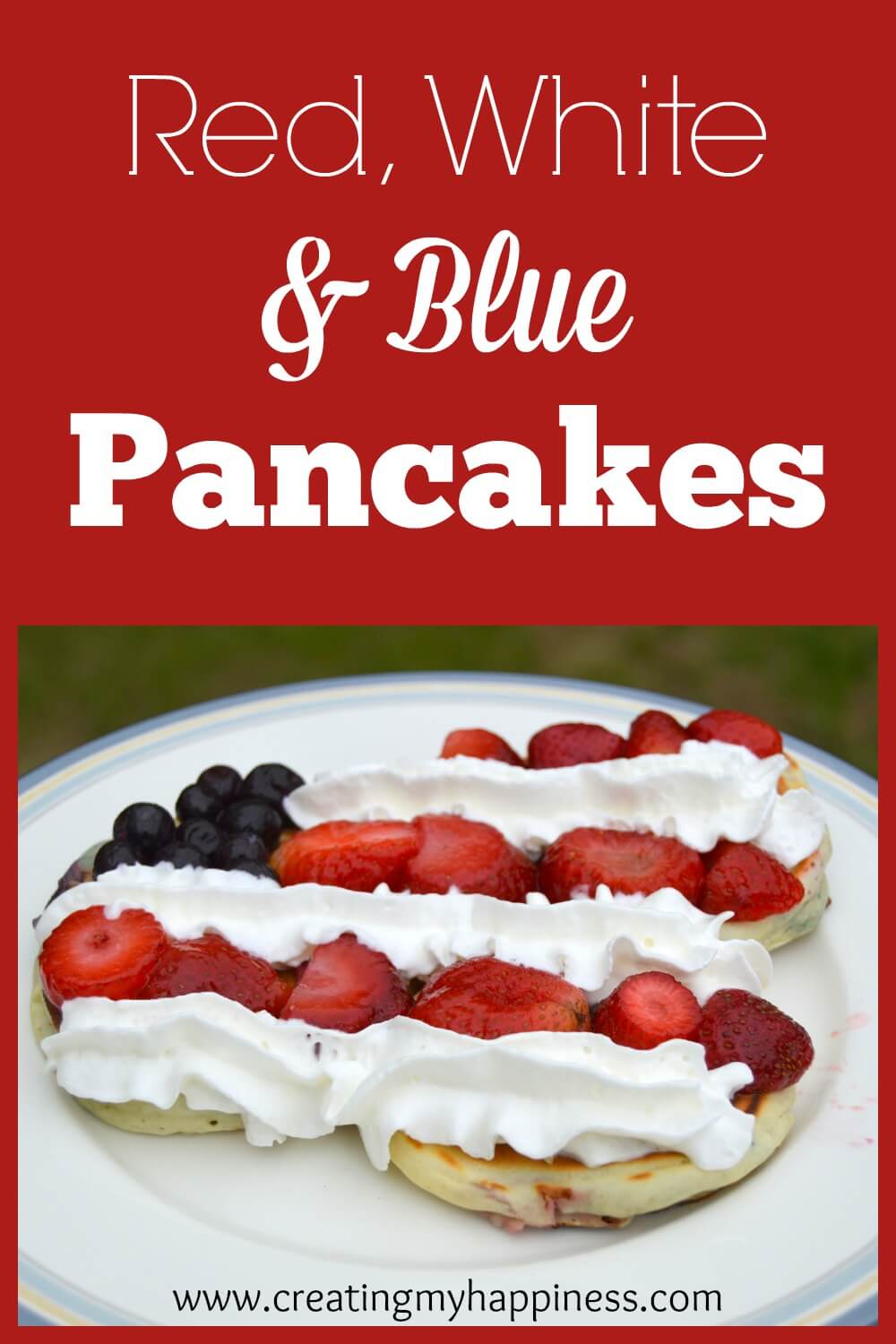 Perfect for Memorial Day, the 4th of July, or just any plain old day. These pancakes are thick, fluffy and packed with berry goodness!