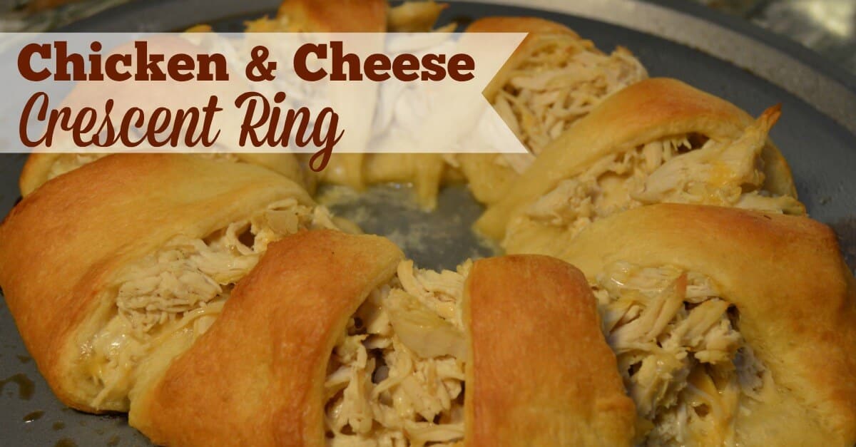 An easy and delicious appetizer or main dish, everyone will love this chicken and cheese crescent ring!