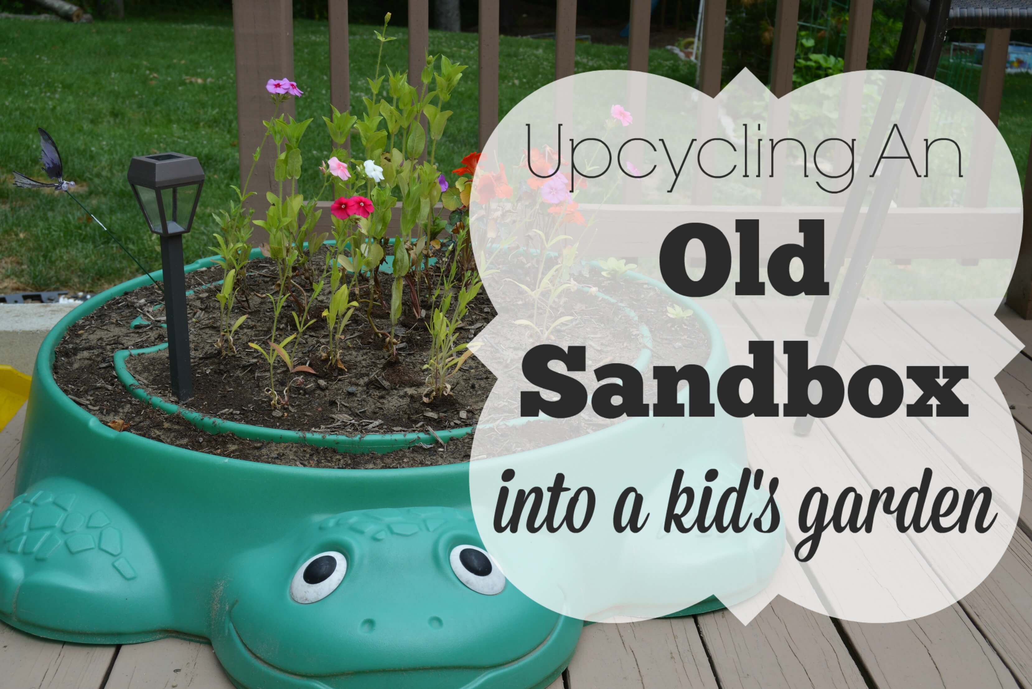Do you have an old plastic sandbox lying around that your kids have outgrown? Don't toss it. Upcycle it into an adorable kid's garden!