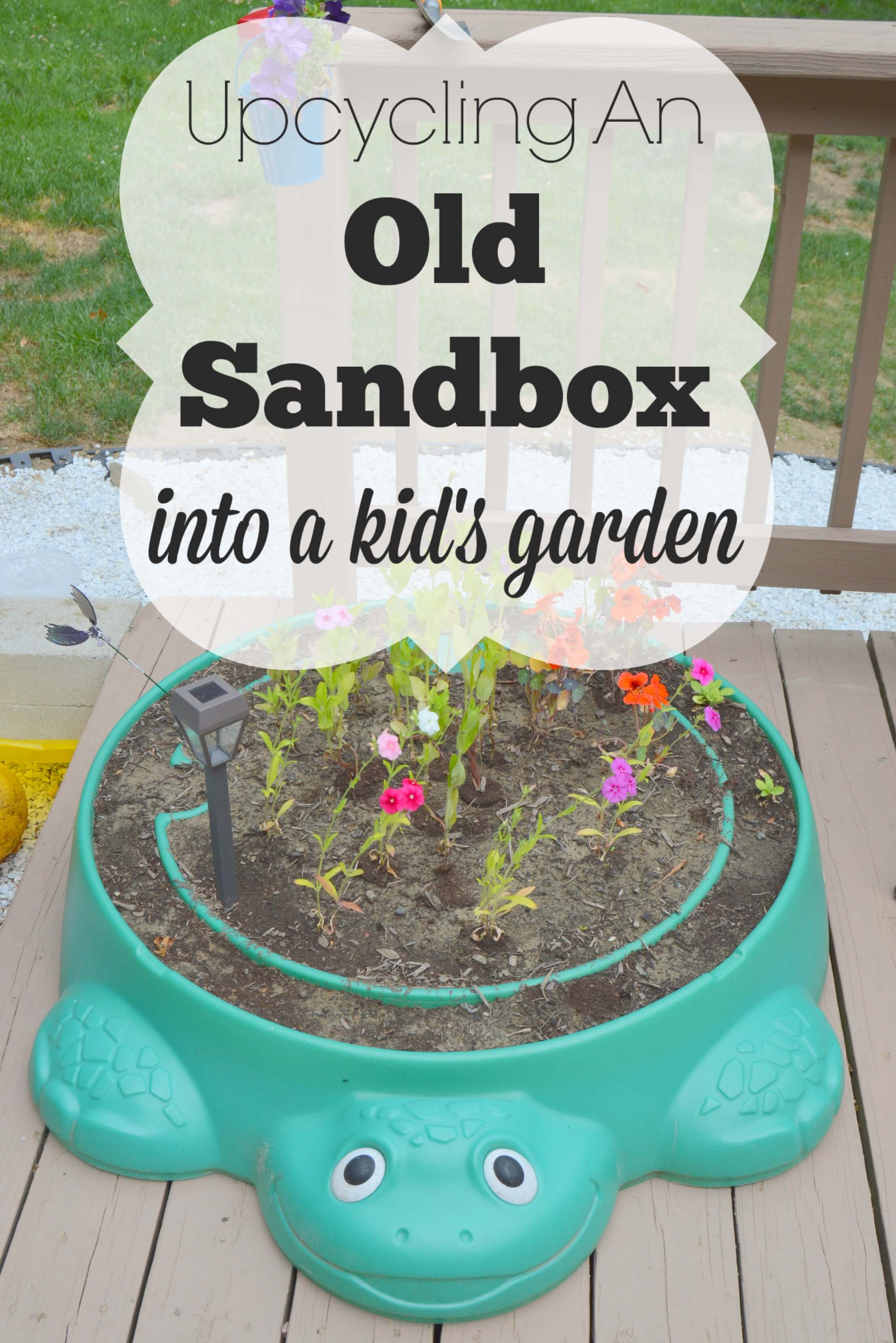 Do you have an old plastic sandbox lying around that your kids have outgrown? Don't toss it. Upcycle it into an adorable kid's garden!