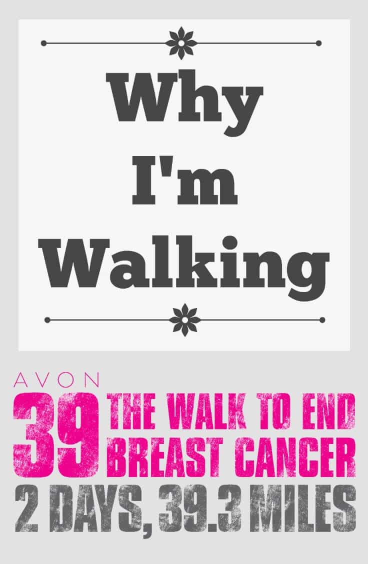 I have decided, against all reason, to sign up for the Avon 39. A 39.3 mile walk through NYC to benefit breast cancer research. Here's why I'm walking.