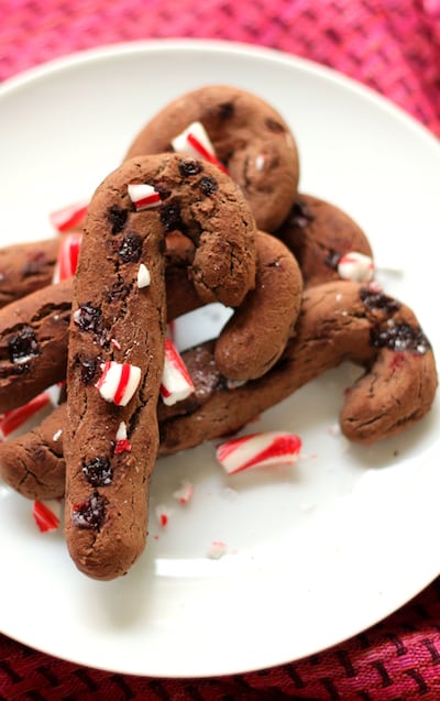 Chocolate Candy Cane Crunch Cookies from Strength and Sunshine