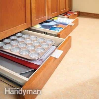 How to build under cabinet drawers to increase kitchen storage